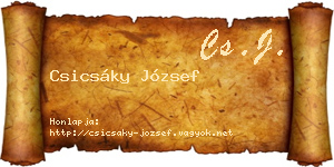Csicsáky József névjegykártya